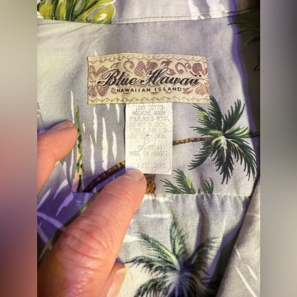 BLUE HAWAII Gray Tropical Print short sleeve button down shirt size XXL. - Picture 9 of 11